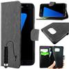 ebestStar - Cover Compatibile con Samsung S7 Edge Galaxy SM-G935F G935 Custodia Portafoglio Pelle PU Protezione Libro Flip + Mini Penna, Nero [Apparecchio: 150.9 x 72.6 x 7.7mm, 5.5'']