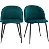 Miliboo Sedie Design in Tessuto Velluto Blu petrolio e metallo Nero (confezione da 2) Celeste