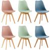 EGGREE Set di 6 Sedie Sala da Pranzo con Gambe in Faggio Massiccio, Sedie Cucina Ufficio Imbottita in Pelle PU Moderne Design, 2 Rosa Fumé + 2 Gelato Verde + 2 Morandi Azzurro