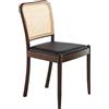 AC ANGEL CERDÁ Ángel Cerdá - Sedia da Pranzo con Schienale Quadrato in Rattan, Rivestimento in Ecopelle Nera e Gambe in Legno di Noce - Design Moderno e Sofisticato - Eleganza e Comfort - 48 x 50 x 84 cm