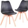 BenyLed - Set di 2 sedie per sala da pranzo scandinave, sedia da cucina in plastica sintetica, colore: nero