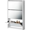 [en.casa] Scarpiera Slim con Ante a Specchio e 3 Contenitori Ribaltabili Mobile Portascarpe Salvaspazio per Ingresso Corridoio e Camera 103x63x17 cm Bianco
