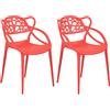 Totò Piccinni Sedia INFINITY TIMBER Impilabile Design Moderno in Polipropilene (Rosso, 2 Pz)
