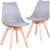 BenyLed - Set di 2 sedie per sala da pranzo scandinave, sedia da cucina in plastica sintetica, colore: grigio