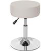 Mendler Sgabello Girevole Regolabile Moderno HWC-C22 Cromato Ecopelle Ø 35cm Avorio