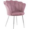 SIEDITI FUORI E DENTRO Poltroncina imbottita con schienale a conchiglia in velluto con gambe cromate e cuscino, poltrona da salotto, camera da letto e sala da pranzo Shelly (Gambe Argento, Velluto Rosa)