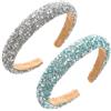 ZYEKIU 2 Pezzi Cerchietti per Capelli, Cerchietto Capelli Donna con Perle di Strass, Cerchietti Elasticità, Diadema Donna Retrò per Feste, Matrimoni, Viaggi Quotidiani (Blu e Argento)