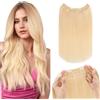 Silk-co Extension Capelli Veri Clip con Filo Invisibile Extensions Capelli Clip Extension con Filo Invisibile Fascia Unica 30cm, Biondo Platino