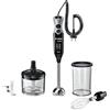 Bosch ErgoMixx Hand Blender - Frullatore a Immersione Portatile, 750 W, 12 Velocità, Lama a 4 Ali, Bicchiere Graduato, Mini Tritatutto, Frusta e Lame Tritaghiaccio in Acciaio Inox
