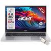 acer, Pc portatile notebook silver, intel i5-1235u 10 Core 3.3 Ghz, Ram 8Gb, SSD 512Gb, Display 15,6" FHD, Hdmi, lan, wifi-6, bluetooth, webcam, Win 11 Pro, Preconfigurato, garanzia Italia
