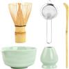Mapille 5 in 1 Set Matcha Kit Accessori Cerimonia Tè Giapponese Matcha con Ciotola Matcha, Frusta Matcha in Bambù Naturale Paletta Porta Frullino per Tradizionale Tè Cerimonia (Verde Chiaro)