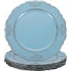 sourcing map 10 sottopiatti vintage sfusi, 33 cm, in plastica, con perline decorative per piatti piani, set di piatti rotondi, per matrimoni, feste, eventi, decorazione da tavolo, blu