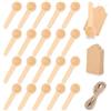 joonnair 24 Cucchiaini Legno con 30 Etichette e Cordino Mini Cucchiai Legno Cucchiai di Legno Cucchiai di Legno Rotondi Piccoli Cucchiai di Legno Piccoli per Miele, Condimenti, Caffè, Tè, Sale, Caffè