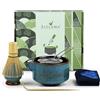 Artcome Kit completo per cerimonia del tè Matcha, 7 pezzi, ciotola con beccuccio versatore, frusta, paletta da tè, colino in polvere Matcha, set da tè matcha per preparare il latte Usucha, Koicha e