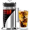 Cafe Du Chateau Macchina da caffè freddo - 1 litro - Filtro in acciaio 304 - Macchina caffè in vetro borosilicato - Caraffa per preparazioni cold brew con doppia guarnizione ermetica