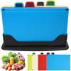 SiGuLiKeJi Tagliere in plastica, 4 pezzi, 30 x 20 cm, con supporto, lavabile in lavastoviglie, in polipropilene, senza BPA, antiscivolo, set di taglieri da cucina per frutta, verdura, carne