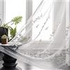 Melodieux Tenda velata con ricamo floreale per soggiorno, camera da letto, stile fattoria, con tasca per asta, drappo in voile, fiore bianco, 132 x 213 cm (1 pannello)