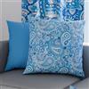 PETTI Artigiani Italiani - Coppia di Federe Cuscino 50x50 cm in Microfibra, Cuscini Arredo Camera da Letto, Divano, Salotto, Set 2 Fodere Copricuscino, Federa Paisley Azzurro, 100% Made in Italy