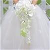 IFFO - bouquet di fiori artificiali, per matrimoni, con calle, rose, strass e perle White