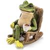 Patio Eden Statua da giardino a forma di rana in miniatura, altezza 5,1 cm, mini accessorio per esterni per giardino fatato