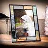 J Devlin Glass Art Cornice portafoto in vetro colorato da 13 x 17 cm, da tavolo, con cavalletto posteriore, decorazione verticale o orizzontale, decorazione per la casa blu verde pesca trasparente J Devlin Pic 413-57HV