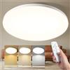 Cheerhom Plafoniera LED Soffitto 32W 2200LM, Ø30CM Lampada LED Soffitto con Telecomando, 3 Colori 3000K/4000K/60 00K, IP44 Lampadario Soggiorno, Cucina, Corridoio, Plafoniera Bagno