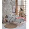 Nuit Des Rêves Elegante set copripiumino singolo grigio 135 x 200 cm e federa 80 x 80 cm, 65% cotone, 35% poliestere, lavabile in lavatrice, chiusura con bottoni