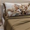 PETTI Artigiani Italiani - Lenzuola Matrimoniali Cotone con Federe in Stampa Digitale, Lenzuolo Completo Letto Matrimoniale Fantasia Fiore Marrone Tortora, 100% Made in Italy