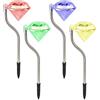 Cuzile, 4 paletti con lampade solari a LED cambia colore a forma di diamante, per ambienti esterni come giardini, prati e sentieri illuminati