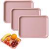 Zephyra Set di 3 Vassoi da Portata in Plastica Rettangolari Antiscivolo - Vassoio Piccolo per Colazione, Cucina, Caffè, Hotel, Riutilizzabile, 24,8 x 17,8 cm -Rosa