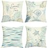 Joymaison Federe Cuscini Divano 45x45 set da 4 Tartaruga Conchiglia Corallo | Decorativa Copricuscini Oceano Marina Stella Mare Estate Spiaggia per Divano Soggiorno Esterno