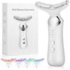 AOOWU Dispositivo di Bellezza Antirughe, 4 Modalità Massaggiatore Viso Elettrico Lifting Antirugh, 45±3°C Massaggio Viso EMS Microcorrente, Face Massager 5 Colori LED per Rassodante Facial Collo