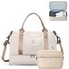 HPLQQ Borsone da Viaggio Donna Bagaglio a Mano Ryanair 40x20x25, Borsa Sportiva Borsone da Palestra, Borsa da Weekend, Ospedale Parto, Danza con Necessaire da Toeletta,C02-Marrone Beige