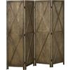 HOMCOM Paravento interno 4 pannelli 182 x 170 cm stile country chic - divisorio con traverse - Legno di Paulownia Marrone Grigio