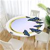 Morbuy Tovaglia Rotonda Antimacchia, Farfalla Stampa Copritavolo Elastico Rotondo, Impermeabile Lavabile Tovaglie da Tavola in Poliestere per Cucina Giardino Feste (blu,Diametro 100cm)