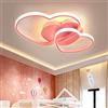 FUMIMID LED Lampada Da Soffitto Dimmerabile Plafoniera Forma Di Cuore Lampada Da Soggiorno Moderna Con Telecomando Metallo Lampadario Per Camera Dei Bambini Ragazzi Ragazze Cameretta Cucina,Rosa,50cm