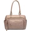 David Jones Paris - Borsa a spalla da donna, in pelle PU, taglia media, alla moda, classica, da lavoro, ufficio, città elegante, alla moda, da sera, chic, beige