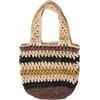 Goldenpoint Donna Accessori Mare Serie Crochet - Borsa Tote 58x41cm con Spalline in Maglia Effetto Crochet Fantasia a Righe Multicolor Taglia Unica Colore Marrone