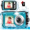 Yixinxin Fotocamera subacquea 4K 11FT Fotocamera impermeabile con scheda da 32 GB 56 MP Autofocus Selfie a doppio schermo per snorkeling
