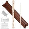 laqula Flauto Dolce Soprano Flauto a 8 Fori in Do, in Resina ABS, con Asta per la Pulizia, Tabella Delle Diteggiature e Borsa in Pelle, per Principianti, Bambini (Bianco Latte)