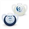 NUK Disney Mickey Mouse Star Day & Night - Ciuccio in silicone ortodontico, 18-36 mesi, senza BPA, 2 pezzi, bianco e blu, edizione limitata