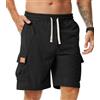 Comilaka Pantaloncini Cargo Uomo Shorts Estivi con Tasche Velluto a Coste Casual Pantaloni Corti Coulisse Vita Elasticizzata
