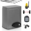 TIMBERTECH® Motore per Cancello Scorrevole - 180 W, Carico Max 600 kg, 2 Telecomandi, 8 Cremagliere Dentate e Tastiera - Apriporta Elettrico, Automatico, Apricancello, Automazione Kit (Grigio)