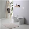Kiamami Valentina - Coppia di Sanitari Bagno a Terra | Modello Patascoss | WC e Bidet in Ceramica | Sanitari Filo Muro | Kit di Fissaggio Non Incluso, Bianco