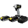 Rodcraft RC9067K2 - Avvitatore a percussione a batteria Mini eBeast, quadrato da 1/2, coppia di rilascio massima 500 Nm, solo 1,6 kg e 137 mm di lunghezza, luce LED, in set con 2 batterie da 2 Ah +