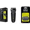 Braun Series 3 300s Rasoio Elettrico Ricaricabile Da Barba Per Uomo, Nero & Series 3, Rasoio Elettrico Uomo Testina di Ricambio, Compatibile Con I Rasoi Series 3