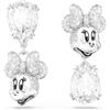 Swarovski Disney 100 Orecchini Pendenti Minnie Mouse, con Cristalli Swarovski, Design Asimmetrico, Placcatura in Tonalità Rodio, Bianco