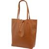 SH Leder ® Kora G266 - Shopper da donna in vera pelle bovina con tasca interna, in diversi colori, 37 x 29 cm, cognac, L