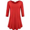 PengGeng Vestiti Donna Eleganti Corti Manica Lunga Rotondo Collo Tinta Unita Larghi Casual Autunno Invernali T-Shirt Camicia Vestito Abito Rosso M