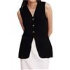 Generic Gilet Lungo in Lino da Donna, Casual Estivo, Senza Maniche Maglia